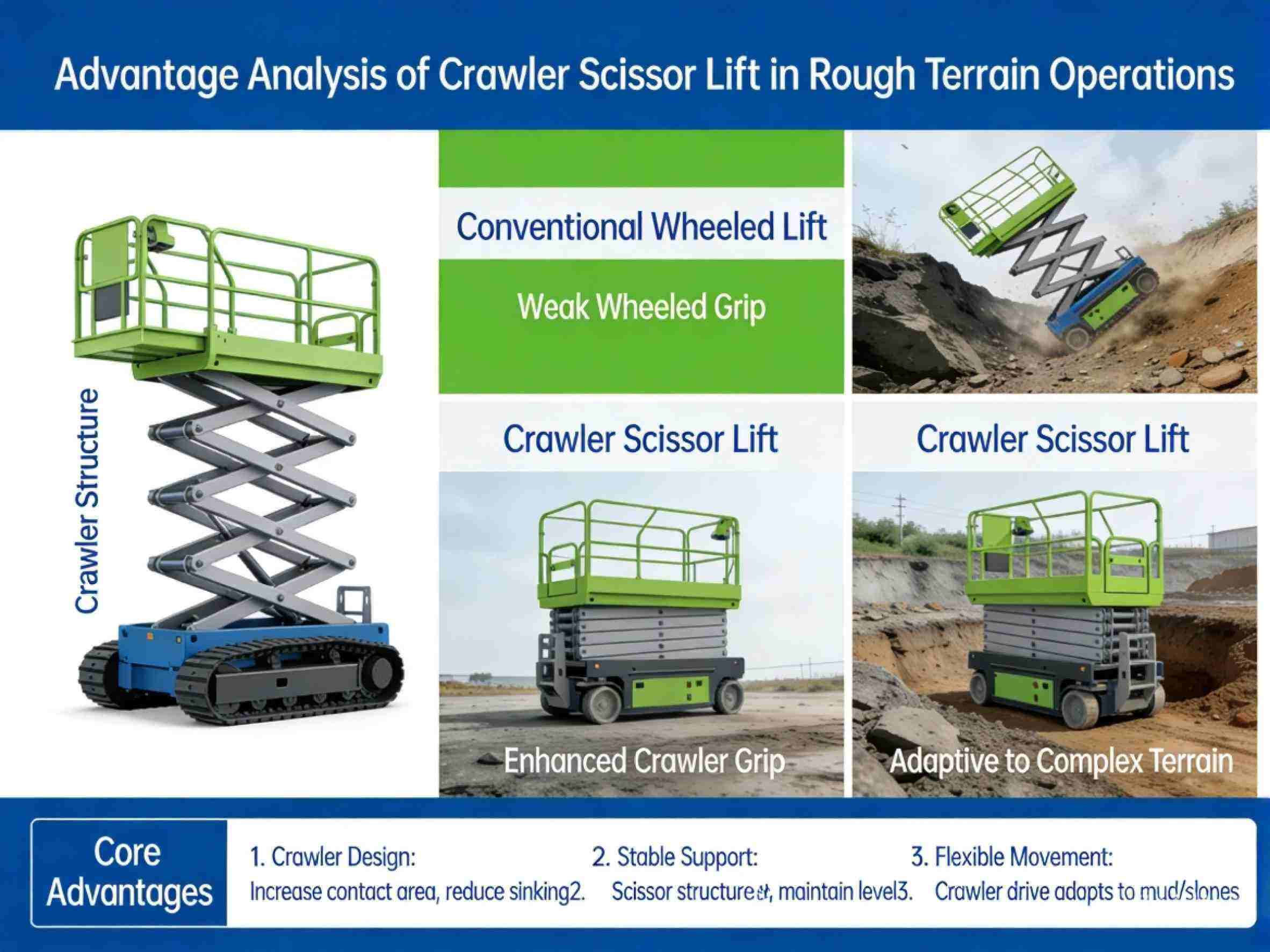 Why is the crawler scissor lift the best choice for working on rough terrain?